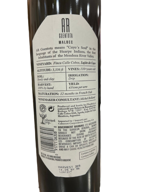 AR Guentota Malbec 2019 750ml
