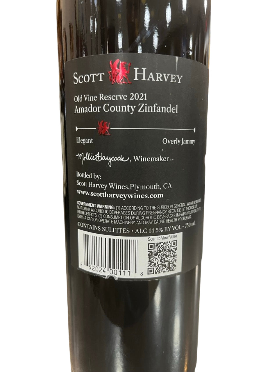 Scott Harvey Old Vine Reserve Zinfandel 2021 750ml