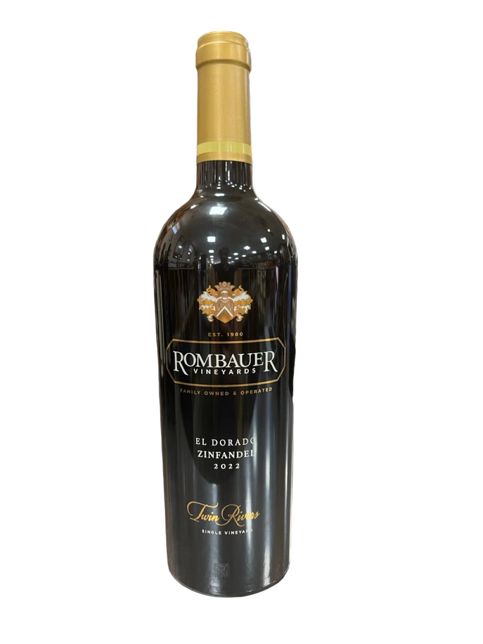 Bottle of Rombauer Vineyards wine on a white background