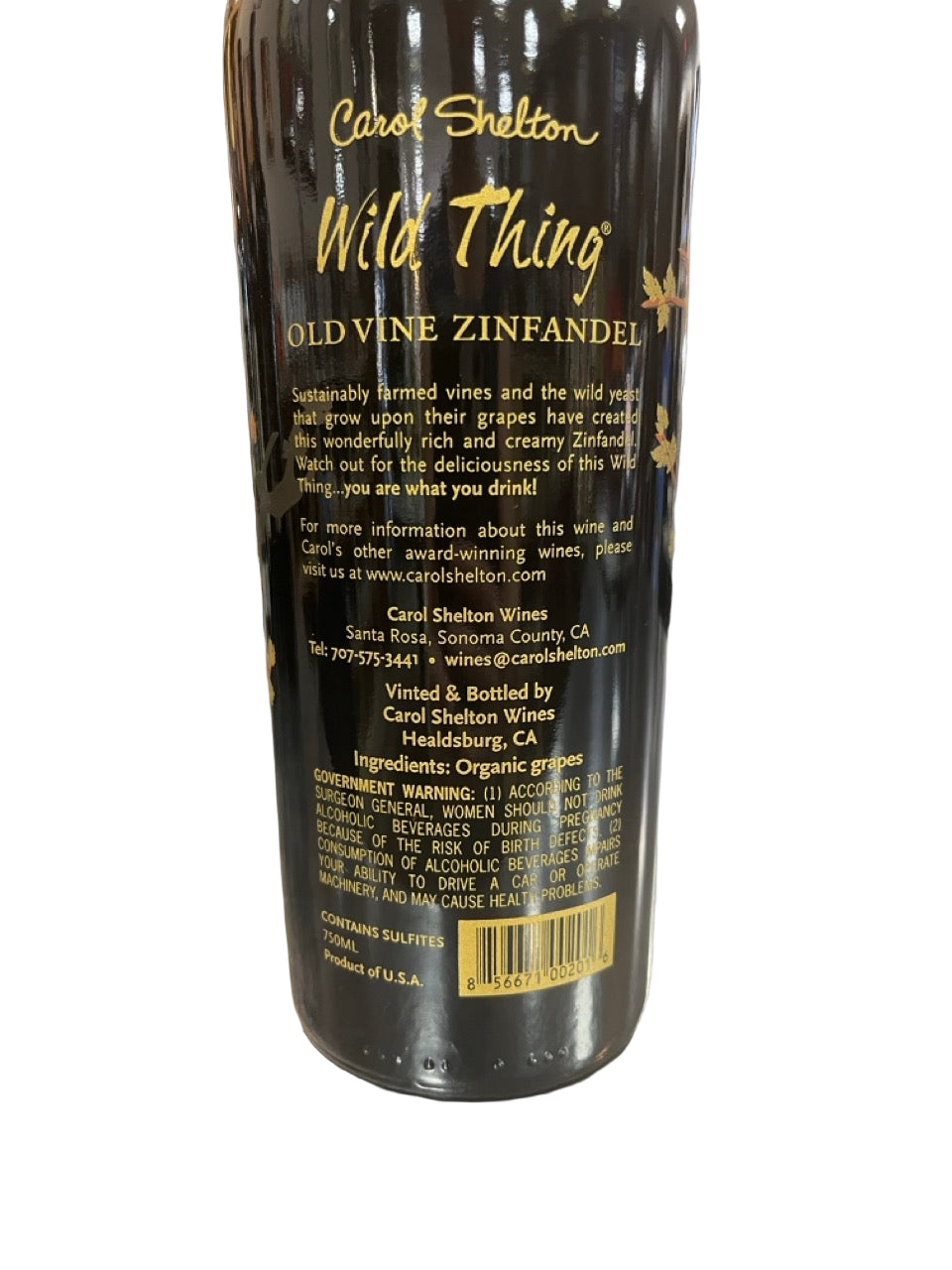 Carol Shelton Wild Thing Old Vine Zinfandel 2021 750ml