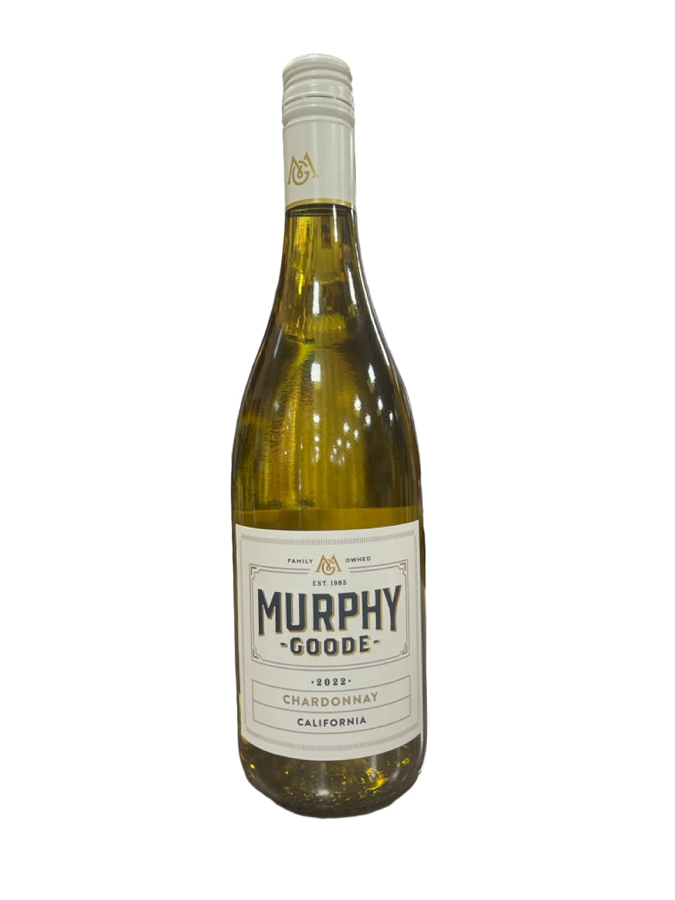 Bottle of Murphy-Goode Chardonnay wine on a white background